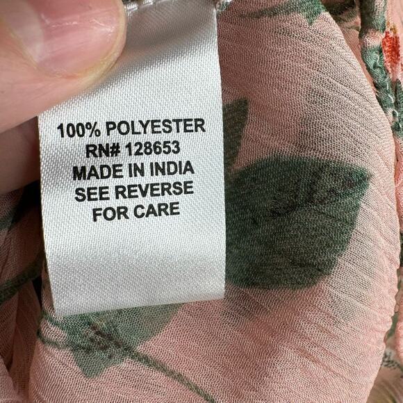 Ellen Weaver Ruffle Floral Pink Long Sleeve Blouse Top Size Large - Picture 6 of 7